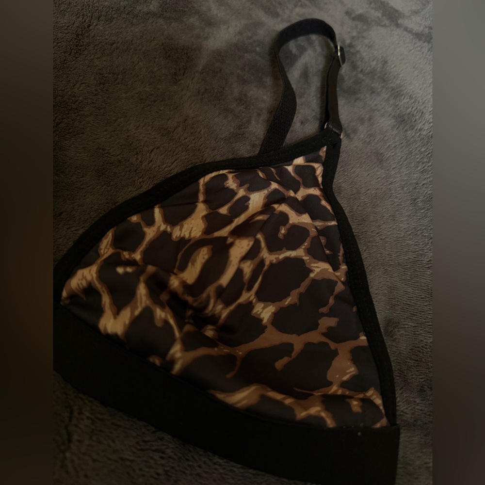 Leopard Print Bralette Triangle Bra Front Closure Sexy Adjustable Straps S - Picture 3 of 6